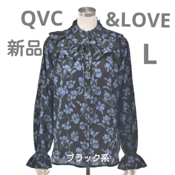 [ 새상품 ] QVC &LOVE 보타니컬 플라워 페미닌 프릴 블라우스 L