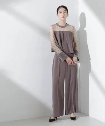 NANO universe 팬츠 드레스 플로키 도트 튤 셋업