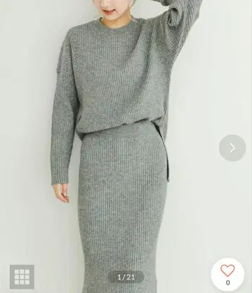 [ 택 포함 ] 어반 리서치 크루넥 리브 니트 세트 그레이 셋업