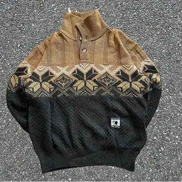 남성용 스웨터 노르딕 올 패턴 L 사이즈 울 혼방