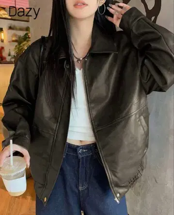 다크 그레이 가죽 자켓 XL