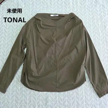 미사용 택 포함 TONAL 카키색 뉴앙스 카라 블라우스 긴팔 셔츠 M