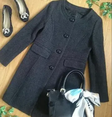 언타이틀 노카라 코트 그레이 롱 코트