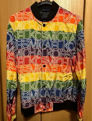 마이클코어스 Rainbow Logo Bomber Jacket!