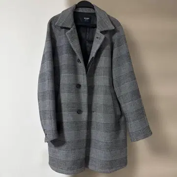 BEAMS HEART 체스터 코트 M 그레이 체크 무늬
