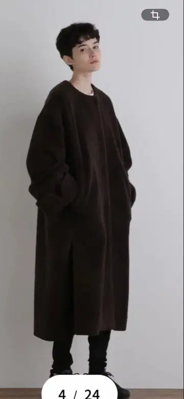 다크 브라운 오버 사이즈 롱 코트