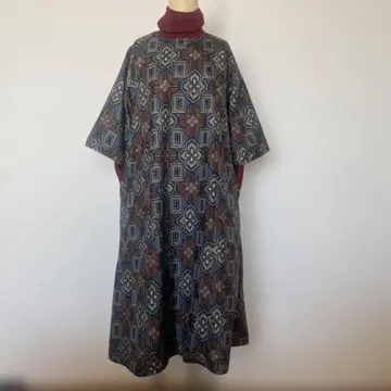 기모노 리메이크 오시마 명주 A라인 롱 원피스 L 사이즈까지