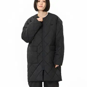 뉴발란스 네이비 퀼팅 롱 기장 노카라 L 넉넉하게