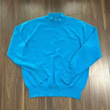 캐시미어 하이넥 니트 블루 스카이블루 여성용 L 사이즈