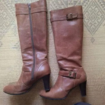 브라운 롱 부츠 백 지퍼 포함