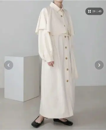 [ 완판템 ] Bab 아이보리 케이프라이크 원피스 코트 M 아이보리