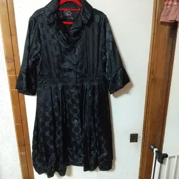 majo 블랙 도트 무늬 셔츠 원피스