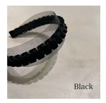 [ millinery mino ] 프릴 리본 헤어밴드 블랙