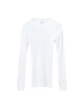 [ HYKE ] 화이트 리브 긴팔 T셔츠