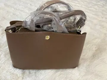 브라운 합성 피혁 숄더백