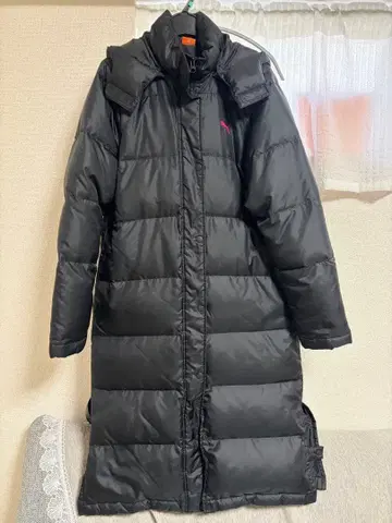 푸마 블랙 롱 다운 자켓 벤치 코트 S