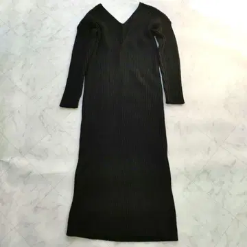 시너리 백산 리브 니트 원피스 롱 니트 원피스 블랙