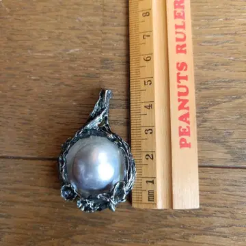 큰 진주 실버톤 펜던트 탑 체인 없음