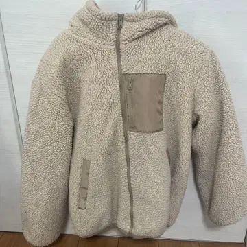 플리스 자켓 후드 부착 베이지