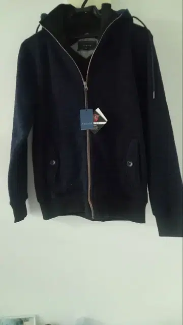 남성용 다크 블루 집업 후드티 M