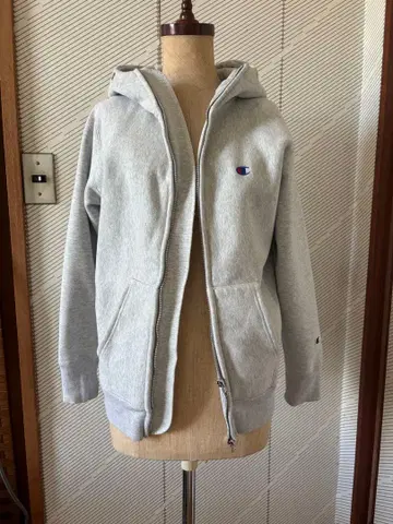 Champion 그레이 풀 집업 후드티