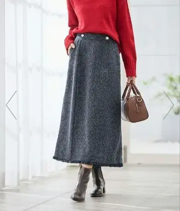 a.v.v. 트위드풍 밑단 프린지 A라인 스커트