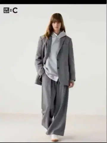 [미사용 택 포함] UNIQLO C 트위드 턱 와이드 팬츠 사이즈 67