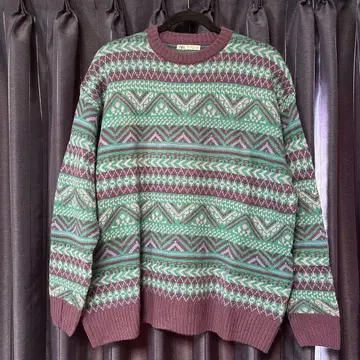 ZARA 그린 보라색 니트 스웨터 M 사이즈