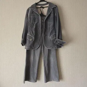 그레이 데님 셋업