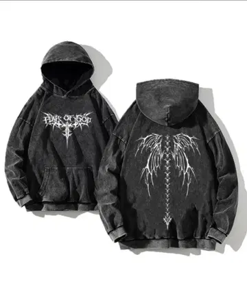 빈티지풍 가공 후드티 빅 사이즈