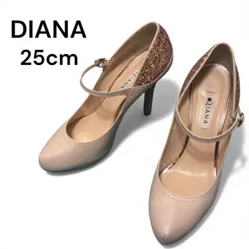 다이애나 펌프스 하이힐 글리터 핑크 베이지 25cm