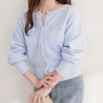 natural couture 수플레얀 금장 버튼 포켓 가디건