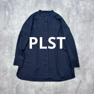 PLST 밴드 카라 롱 셔츠 XS 네이비