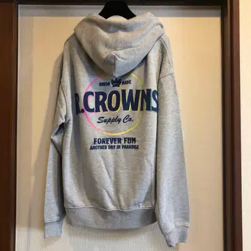 R.CROWNS 그레이 후드 부착 후드티 M