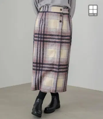 미사용 새상품 부즈루드 체크 무늬 타이트 스커트 82cm