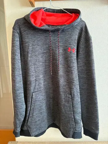 언더아머 후드 부착 후드티 XXLT 그레이/빨간색