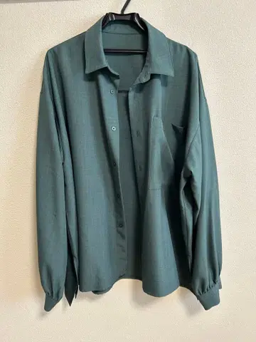 그린 포켓 부착 긴팔 셔츠 L