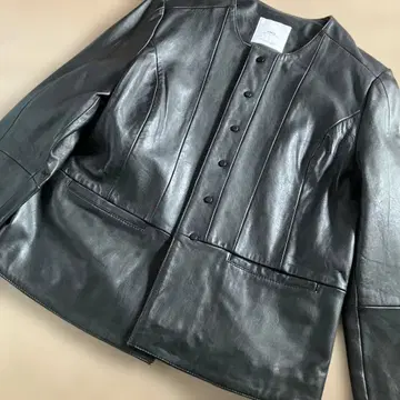 MNG 노카라 자켓 블랙 천연 가죽제