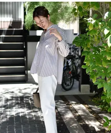 [ OURHOME ] 면 100% 반슈 직조 셔츠 (베이지)