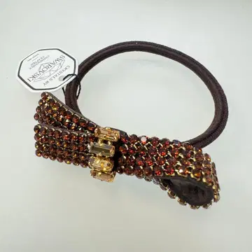 컴플렉스 비즈 SWAROVSKI 크리스탈 머리끈 브라운