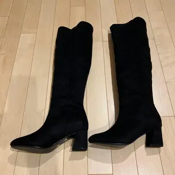 블랙 스웨이드 느낌 니하이 부츠 M 사이즈