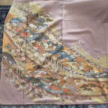 하나의 문양 이로도메소데 비요쿠 없음 호몬기 옅은 핑크 꽃무늬