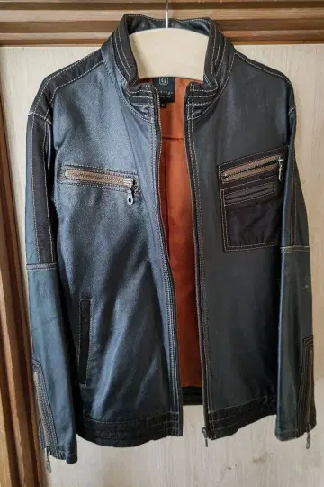 G-스테이지 블랙 천연 가죽 양가죽 라무 레더 자켓 라이더스