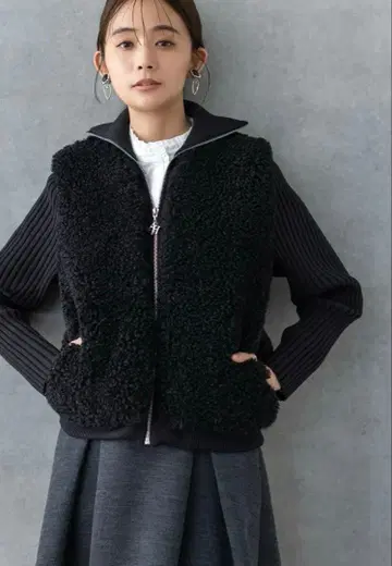 아메노치하레 푸들 콤비 니트 블루종 새상품!