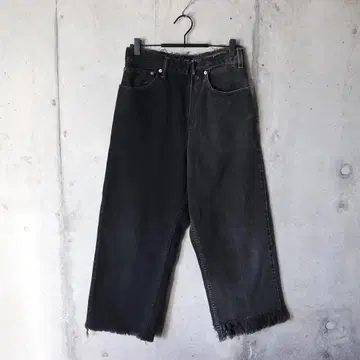 77circa 리메이크 프린지 데님 블랙