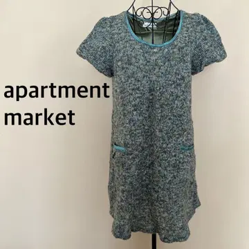 [ apartment market ] 반팔 니트 튜닉/믹스 니트/그린