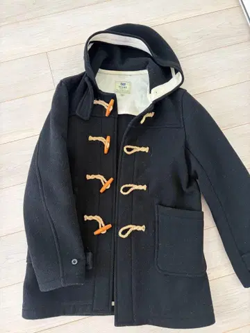 BEAMS HEART 더플 코트 블랙 L 사이즈 울 혼방 후드 부착