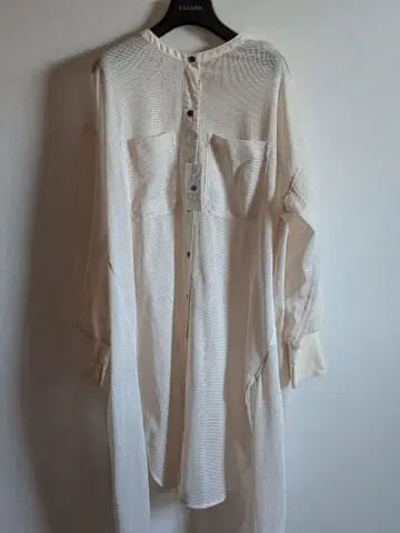 스콧 클럽 롱 셔츠 원피스 크림색