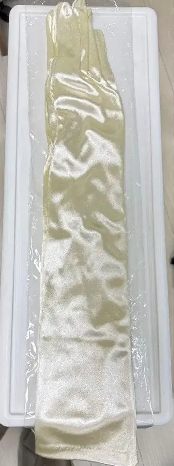 아이보리 새틴 롱 웨딩 그로브