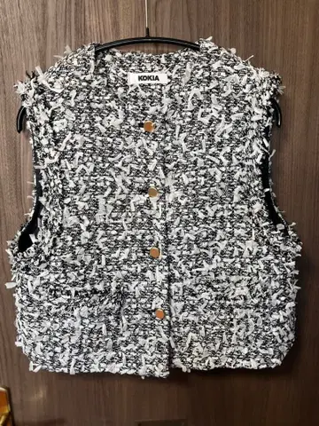 KOKIA 프린지 트위드 베스트
